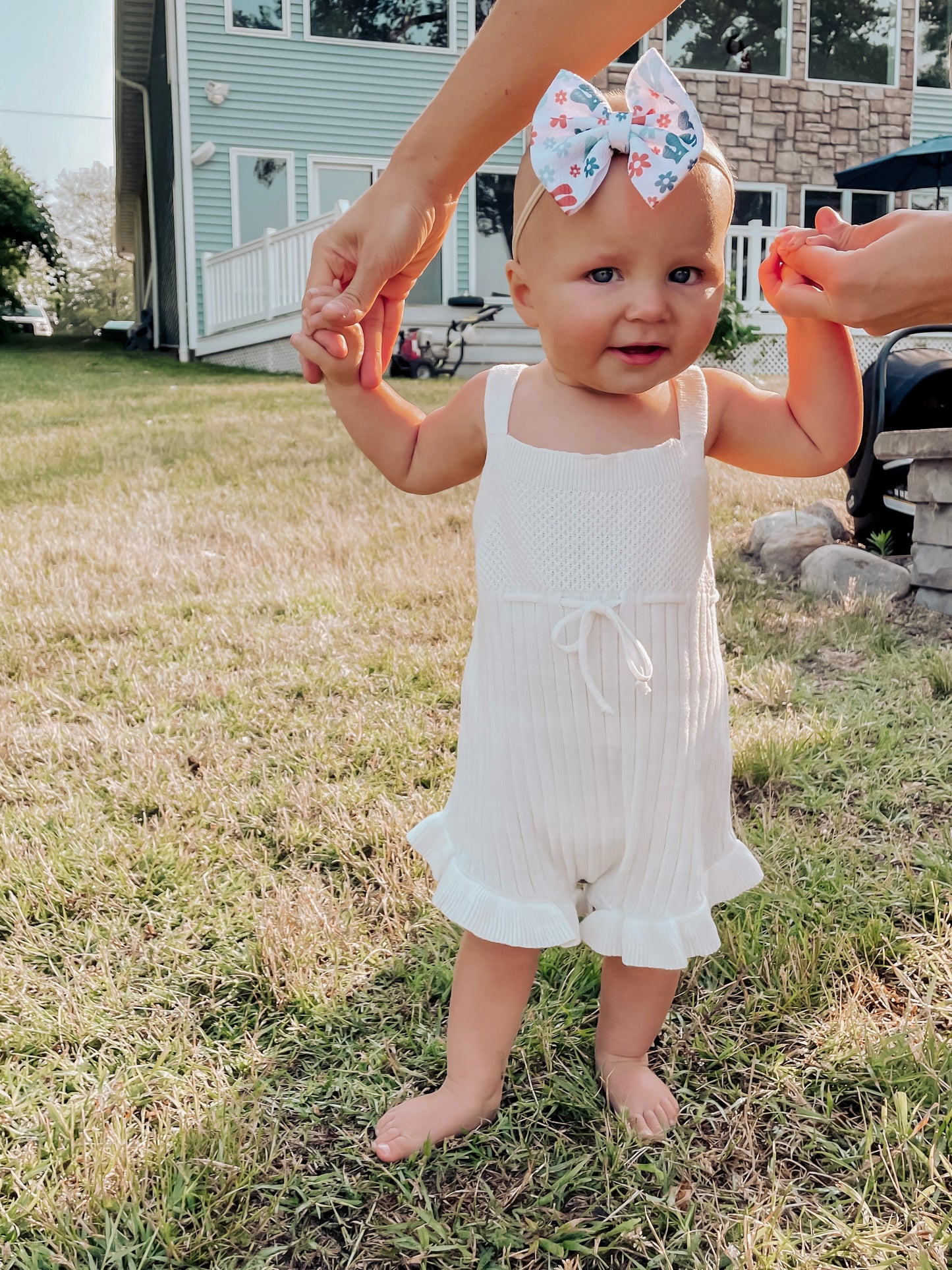 Sleeveless Ruffle Romper - White