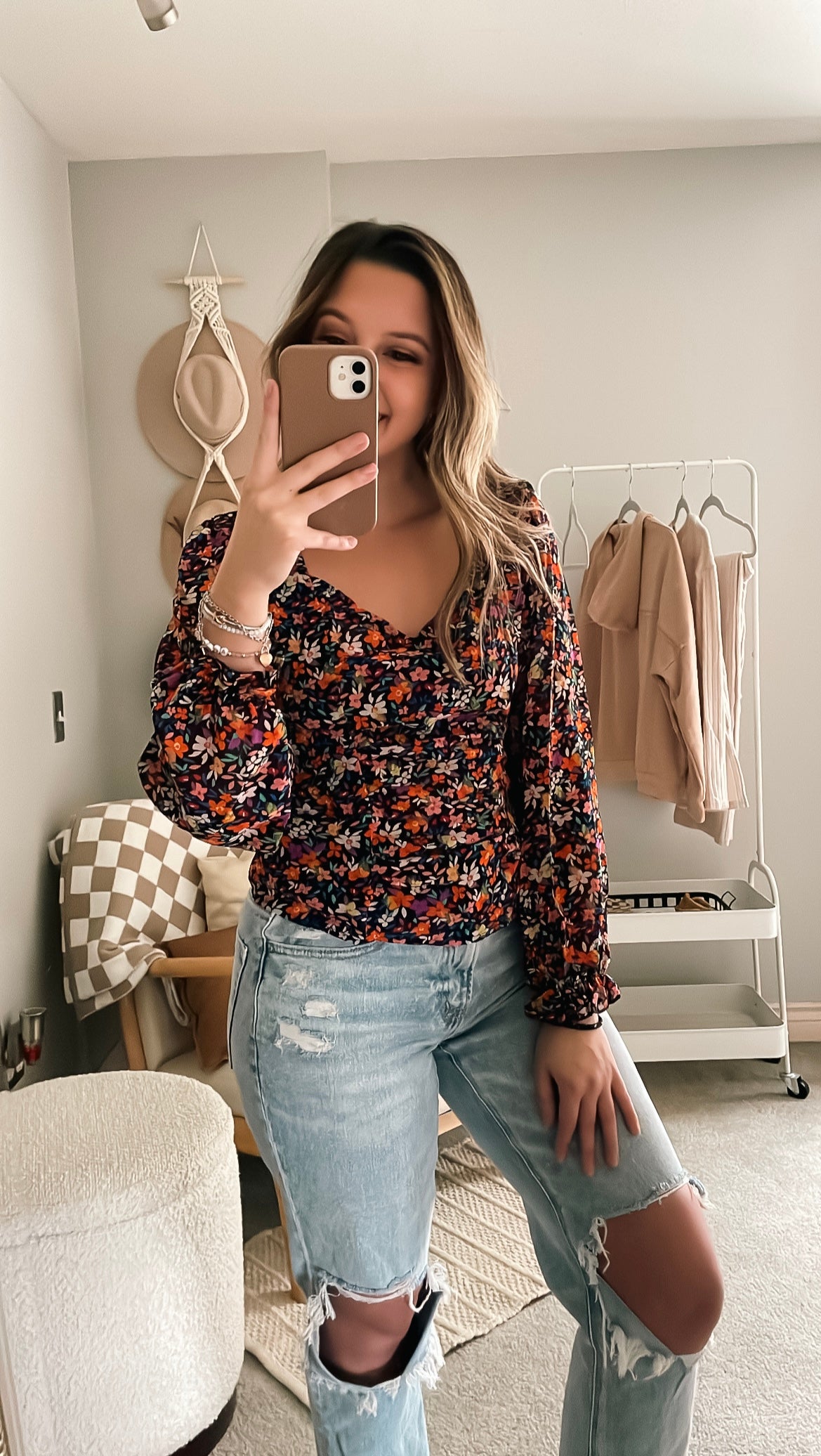 Floral V-Neck Blouse